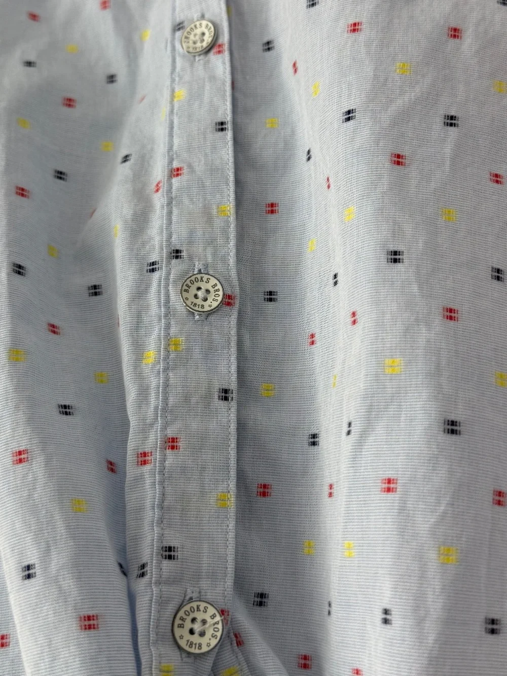 Brooks Brothers Blue Mini Print Blouse Tie Front Roll Tab Sleeve Women Size 10 - Picture 8 of 12